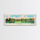 Lake Wylie, North Carolina Panoramic Wall Art Framed Canvas Print, Midcentury Modern, Pop Art, Home Decor, Travel Poster, Bedroom Art
