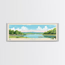 Lake of the Arbuckles Oklahoma Framed Canvas Print, Panoramic Wall Art, Midcentury Modern, Pop Art, Bedroom Art, Travel Poster, Lake House Decor
