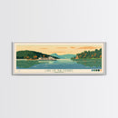 Lake of the Ozarks Missouri Framed Canvas Print, Panoramic Wall Art, Midcentury Modern, Pop Art, Living Room Decor, Travel Poster, Lake House Art
