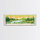 Loon Lake, Alaska Panoramic Wall Art Framed Canvas Print, Midcentury Modern, Pop Art, Home Decor, Travel Poster, Living Room Art