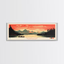 Nantahala Lake, North Carolina Framed Canvas Print, Panoramic Wall Art, Midcentury Modern, Pop Art, Home Decor, Travel Poster, Bedroom Art