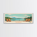 Newfound Lake, New Hampshire Framed Canvas Print, Panoramic Wall Art, Midcentury Modern, Pop Art, Home Decor, Travel Poster, Living Room Art