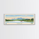 Ossipee Lake, New Hampshire Framed Canvas Print, Panoramic Wall Art, Midcentury Modern, Pop Art, Home Decor, Travel Poster, Bedroom Art