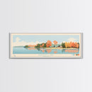 Philpott Lake, Virginia Framed Canvas Print, Panoramic Wall Art, Midcentury Modern, Pop Art, Home Decor, Travel Poster, Living Room Art
