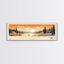 Pibel Lake, Nebraska Framed Canvas Print, Panoramic Wall Art, Midcentury Modern, Pop Art, Home Decor, Travel Poster, Bedroom Art