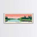 Red Deer Lake, Manitoba Framed Canvas Print, Panoramic Travel Poster, Midcentury Modern Art, Wall Decor, Pop Art, Home Decoration