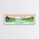 Shenango River Lake, Pennsylvania Framed Canvas Print, Panoramic Travel Poster, Midcentury Modern Art, Wall Art, Pop Art, Home Decoration