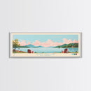 Sleepy Creek Lake, West Virginia Framed Canvas Print, Lake House Decor, Midcentury Modern Art, Pop Art, Travel Poster, Bedroom Wall Art