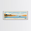 Storm Lake, Iowa Framed Canvas Print, Lake House Decor, Midcentury Modern Art, Pop Art, Travel Poster, Bedroom Wall Art