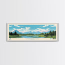 Strawberry Lake, Oregon Framed Canvas Print, Lake House Art, Midcentury Modern Decor, Pop Art, Travel Poster, Living Room Wall Art
