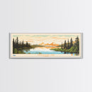 Takslesluk Lake, Alaska Framed Canvas Print, Lake House Decor, Midcentury Modern Art, Pop Art, Travel Poster, Bedroom Wall Art