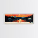 Ualik Lake, Alaska Framed Canvas Print, Lake House Decor, Midcentury Modern Art, Pop Art, Travel Poster, Living Room Wall Art