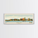 Waldo Lake, Oregon Framed Canvas Print, Panoramic Lake House Art, Midcentury Modern Decor, Pop Art, Travel Poster, Living Room Wall Art