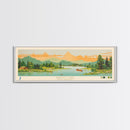 Warden Lake, West Virginia Framed Canvas Print, Panoramic Lake House Art, Midcentury Modern Decor, Pop Art, Travel Poster, Living Room Wall Art