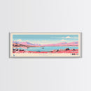 Washoe Lake, Nevada Framed Canvas Print, Panoramic Lake House Decor, Midcentury Modern Art, Pop Art, Travel Poster, Bedroom Wall Art
