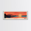 Weiss Lake, Alabama Framed Canvas Print, Panoramic Lake House Art, Midcentury Modern Decor, Pop Art, Travel Poster, Bedroom Wall Art