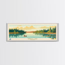 Windigo Lake, Ontario Panoramic Framed Canvas Print, Lake House Decor, Midcentury Modern Art, Pop Art, Travel Poster