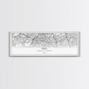 Panoramic Paris City Map, France Art, Map Print, Minimalist Wall Art, Canvas Art, Housewarming Gift, Street Map Art, Closing Gift