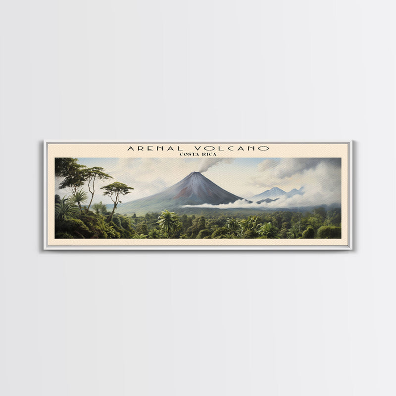 Arenal Volcano Travel Poster Print, Framed Canvas Print, Costa Rica Travel Art, Wood Framed Art, Wall Hanging, Home Decor