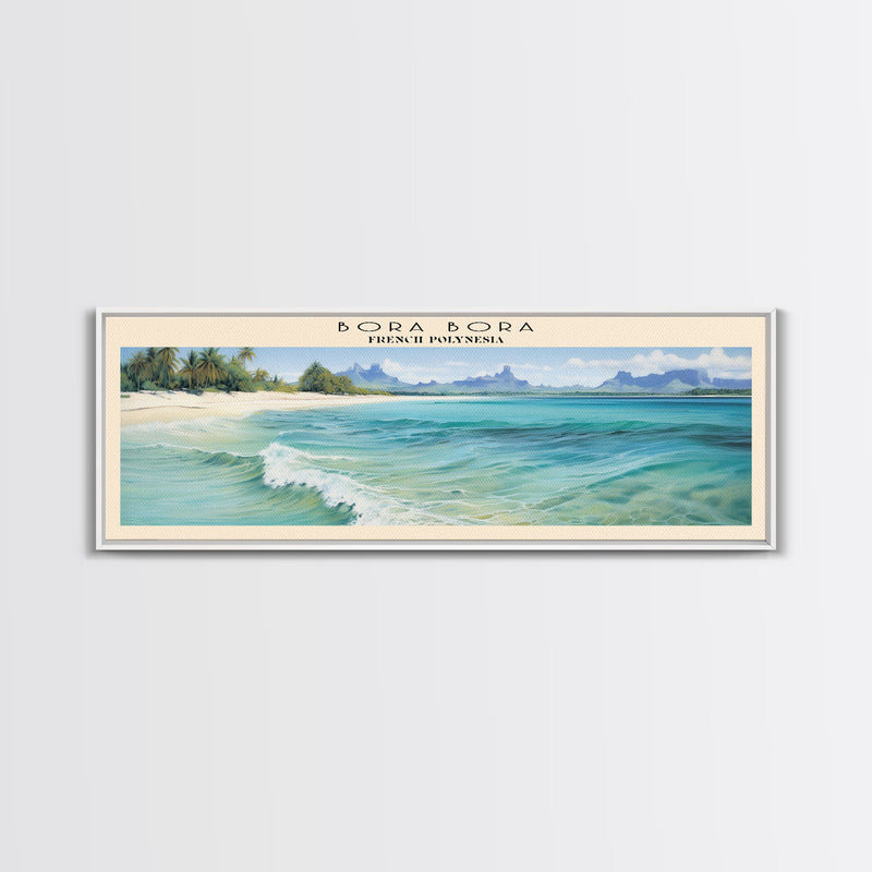 Bora Bora Travel Art Framed Canvas Print, COUNTRY Wall Decor, Home Decor, Travel Poster, Vintage Wall Art, Watercolor Painting