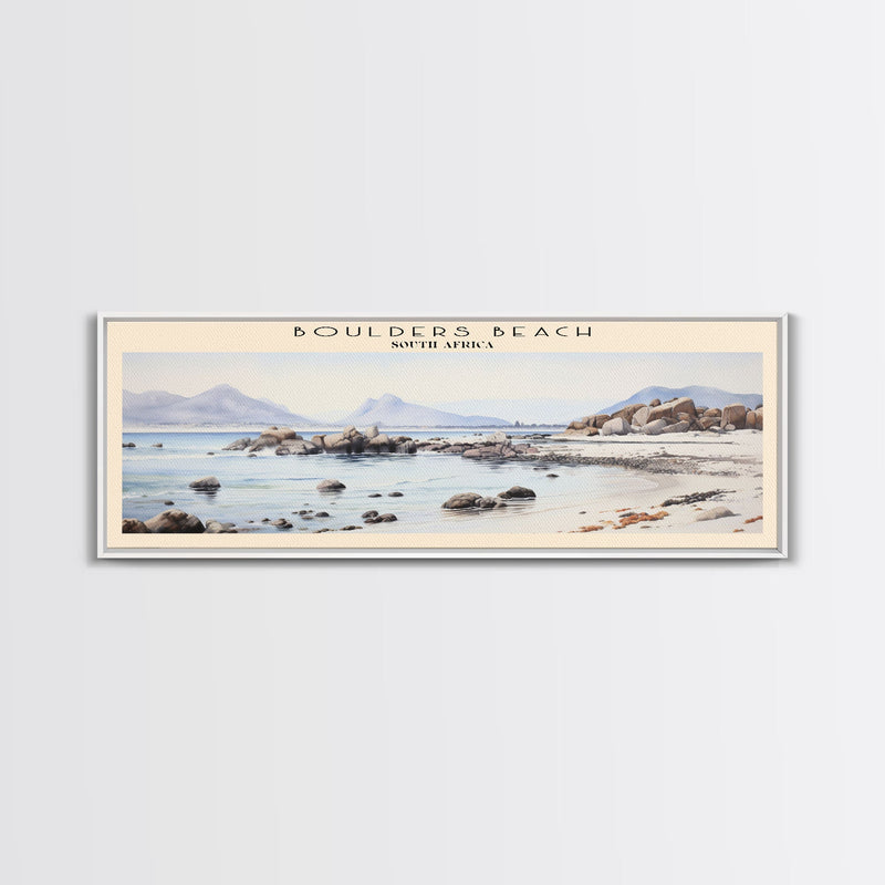 Boulders Beach COUNTRY Travel Poster Print, Framed Canvas Print, COUNTRY Travel Art, Wood Framed Art, Wall Hanging, Home Decor