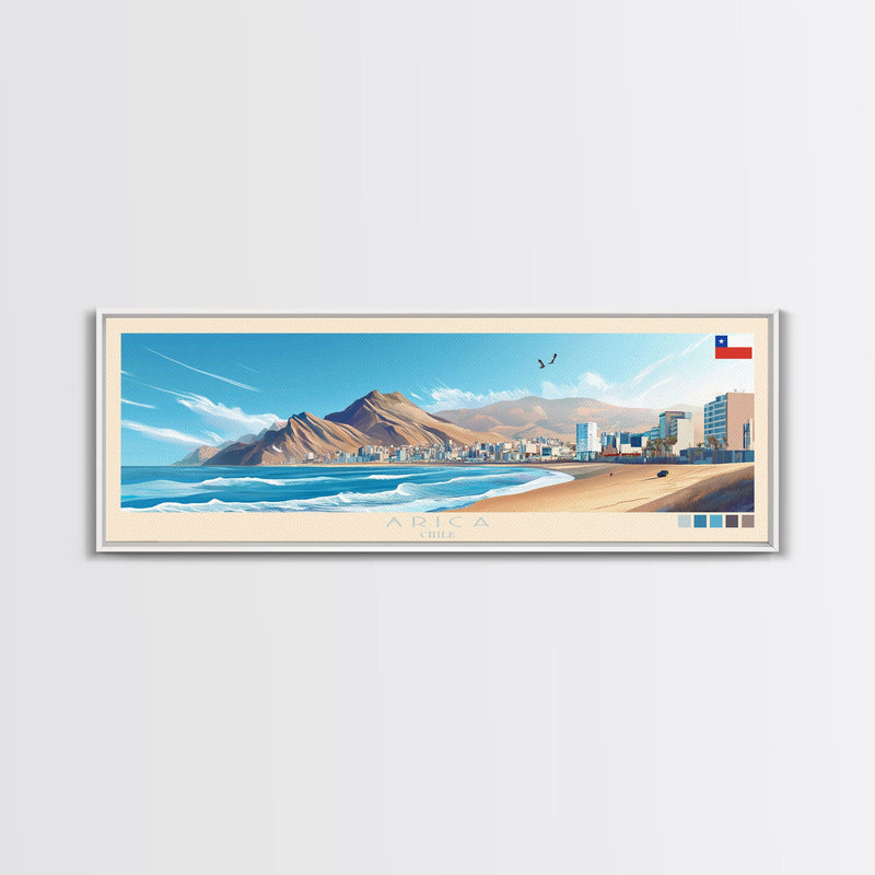 Arica, Chile Travel Poster Panoramic Canvas Print, Arica, Chile Painting, Chile Art, Arica Travel Art, Guest Room Painting