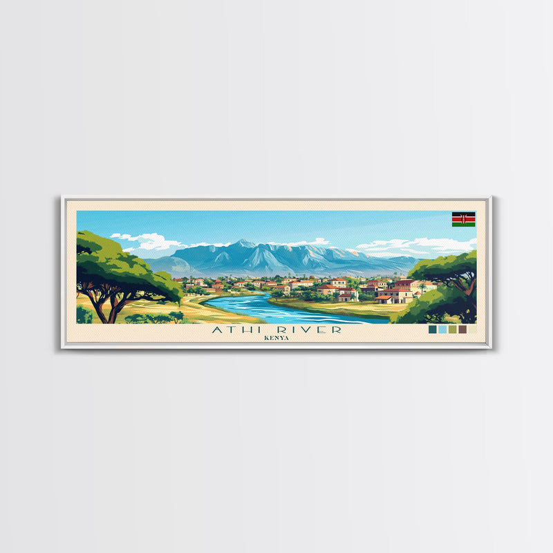 Athi River, Kenya Panoramic Travel Poster Canvas Print, Athi River, Kenya Painting, Kenya Art, Athi River Panoramic Travel Art, Travel Painting