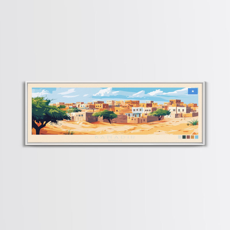 Banadir, Somalia Panoramic Travel Poster Canvas Print, Banadir, Somalia Painting, Somalia Art, Banadir Travel Art, Guest Room Painting