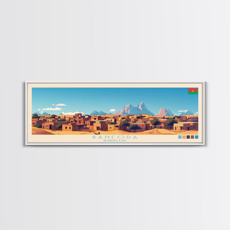 Banfora, Burkina Faso Panoramic Travel Poster Canvas Print, Banfora, Burkina Faso Painting, Burkina Faso Art, Banfora Travel Art, Guest Room Painting