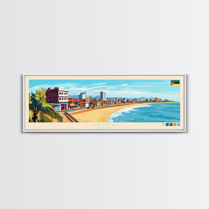 Beira, Mozambique Panoramic Travel Poster Canvas Print, Beira, Mozambique Painting, Mozambique Art, Beira Travel Art, Living Room Painting