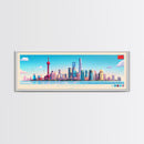 Shanghai, China Travel Poster Panoramic Canvas Print, Shanghai, China Painting, China Art, Shanghai Travel Art, Guest Room Painting