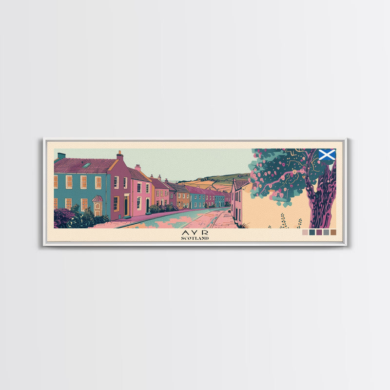 Ayr, Scotland Panoramic Canvas Print, Ayr, Scotland Painting, Scotland Art, Ayr Travel Poster, Travel Art, Guest Room Painting