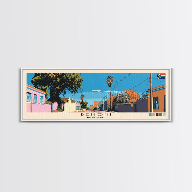 Benoni, South Africa Panoramic Canvas Print, Benoni, South Africa Painting, South Africa Art, Benoni Travel Poster, Travel Art, Housewarming Gift