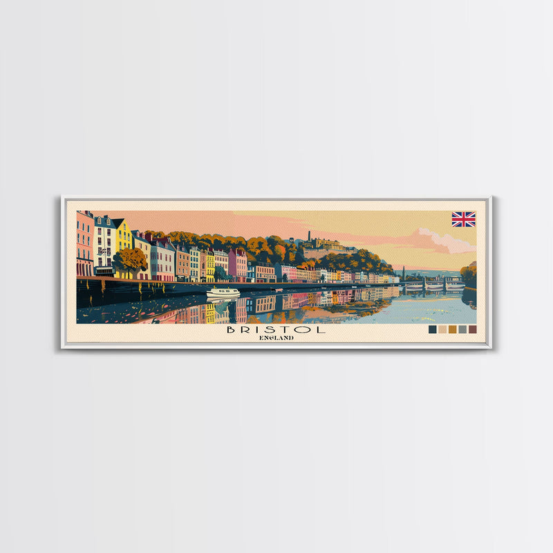 Bristol, England Panoramic Canvas Print, Bristol, England Painting, England Art, Bristol Travel Poster, Travel Art, Housewarming Gift