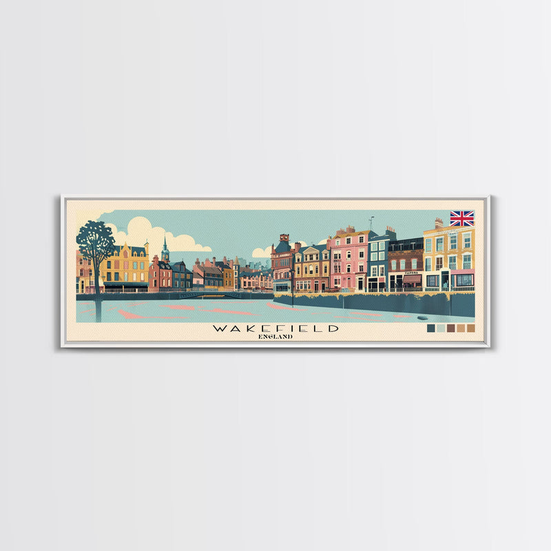 Wakefield, England Panoramic Canvas Print, Wakefield, England Painting, England Art, Wakefield Travel Poster, Travel Art, Vacation Gift