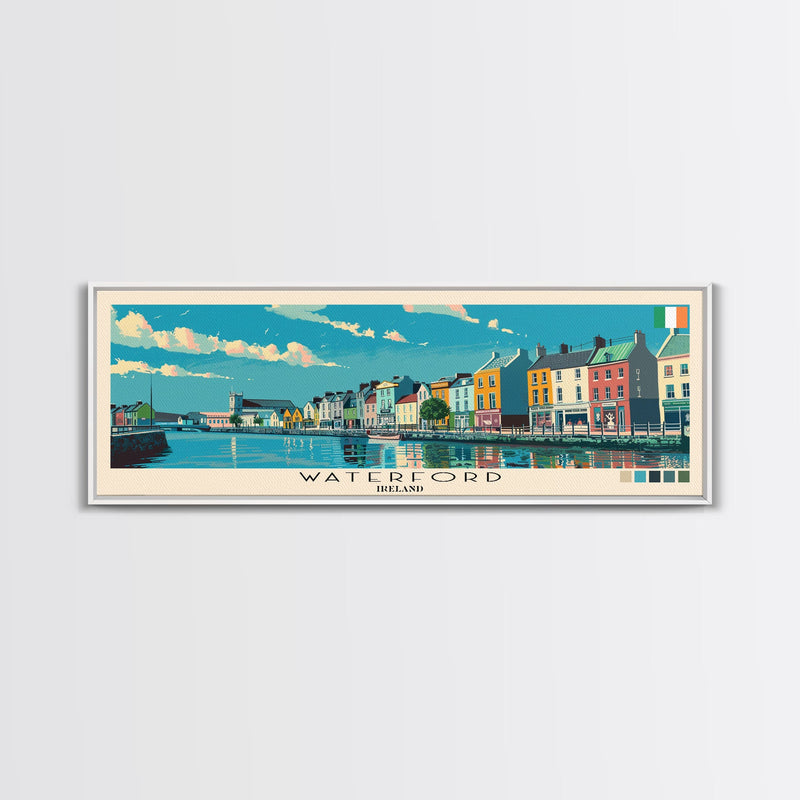 Waterford, Ireland Panoramic Canvas Print, Waterford, Ireland Painting, Ireland Art, Waterford Travel Poster, Travel Art, Housewarming Gift