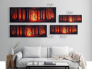 Forest Landscape Art, Forest Fire, Fall / Autumn Decor, Panoramic Wall Art, Framed Canvas Print, Orange and Yellow Fantasy Forest