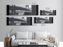 Suspension Bridge Canvas Print, Buildings, Ferry Boat, Lake, Urban Art, Large Urban Art Print, Wall Decor, Panoramic, Wall Art, Canvas Print