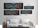 Urban Art Print, Graffiti On Abandoned Subway Train, Teal And Pink, Wall Decor, Large Framed Canvas Print, Panoramic, Wall Art, Canvas Print