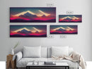 Panoramic Canvas Print, Mountain Sunrise Wall Decor, Cool Wall Art, Ready To Hang, Vaporwave Sunset, Cool Landscape Art