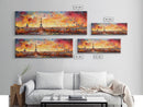Eiffel Tower Abstract Paris France Panoramic Framed Canvas Print, Van Gogh Inspired Original Painting, Colorful Wall Art
