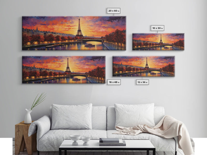 An Evening In Paris, Van Wogh Inspired Eiffel Tower Painting Canvas Print, Retro Modern Paris France Decor