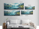 Panoramic Photography Print Of Fjords of Norway, Framed Canvas Print, Panoramic Landscape Photography Art