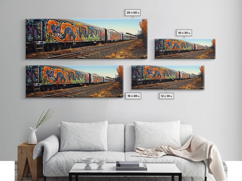 Abandoned Subway Cars, Urban Decay Graffiti Photography, Framed Canvas Print, Industrial Loft Decor, Loft Wall Art, Urban Art