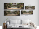 The Court Yard With The Marble Fountain, Framed Canvas Print, Watercolor Painting Framed Wall Art