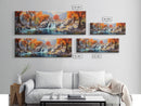 Beautiful Fall Centerpiece Wall Art, Framed Canvas Print, Autumn Landscape Watercolor Painting, Minimalist Boho Style Wall Art, Minimalist