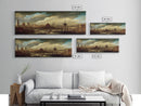 Steampunk Victorian Cityscape, Extra Large Wall Art, Framed Panoramic Canvas Print, Framed Wall Art