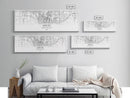 Panoramic Akron City Map, Ohio Art, Map Print, Minimalist Wall Art, Canvas Art, Housewarming Gift, Street Map Art, Closing Gift