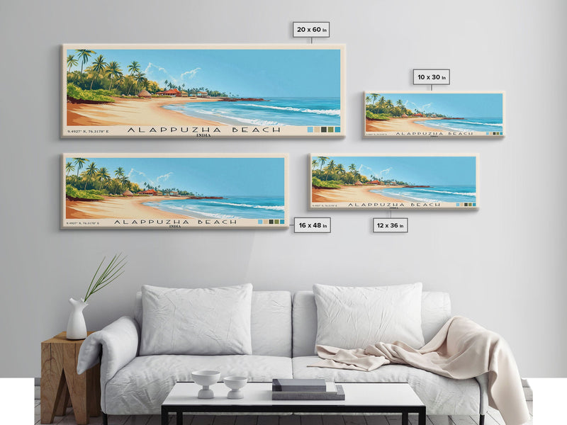 Alappuzha Beach, India Panoramic Print, Vacation Gift, India Wall Art, Beach Painting, Beach Decor, Large Wall Art, Wood Frame Art