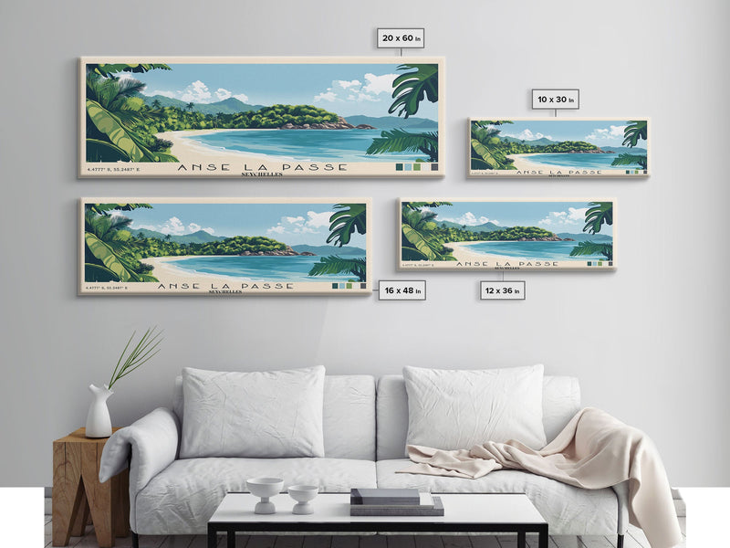 Anse La Passe, Seychelles Panoramic Print, Vacation Gift, Seychelles Wall Art, Beach Painting, Beach Decor, Beach Or Lakehouse Art